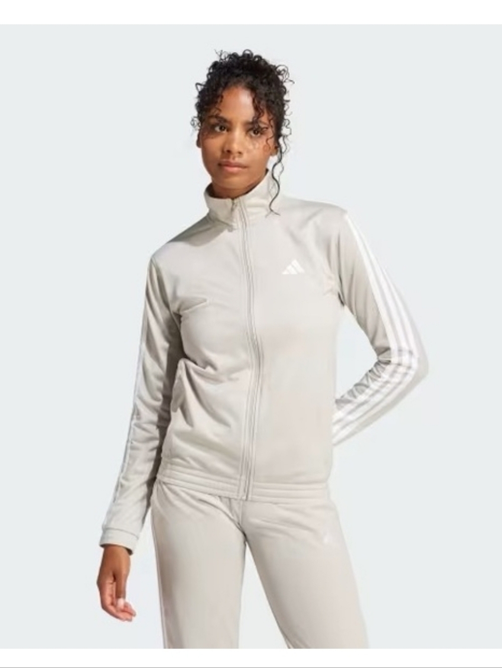 adidas Beige/Taupe Athletic MED Track Pants AND SMALL Jacket with Drawstring